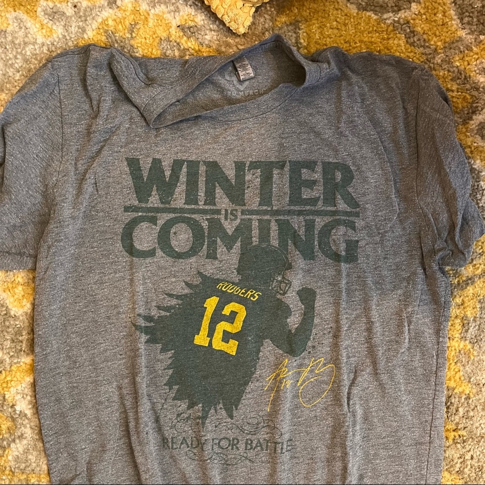 Adult Mens Medium Green Bay Packers Rodgers Shirt M Winter Is Coming